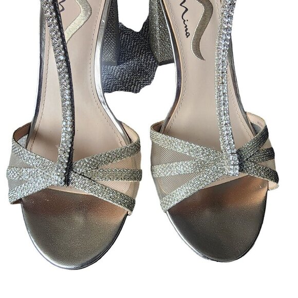 Nina Haviva Block Heel Dress Sandal Sparkle Gold Metallic Women's Size 8M - Picture 8 of 13